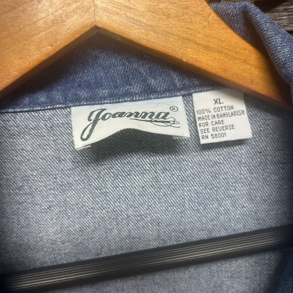 Joanna Vintage Denim w/ Doily Lace Pattern Blazer Jacket Size XL - Picture 2 of 6